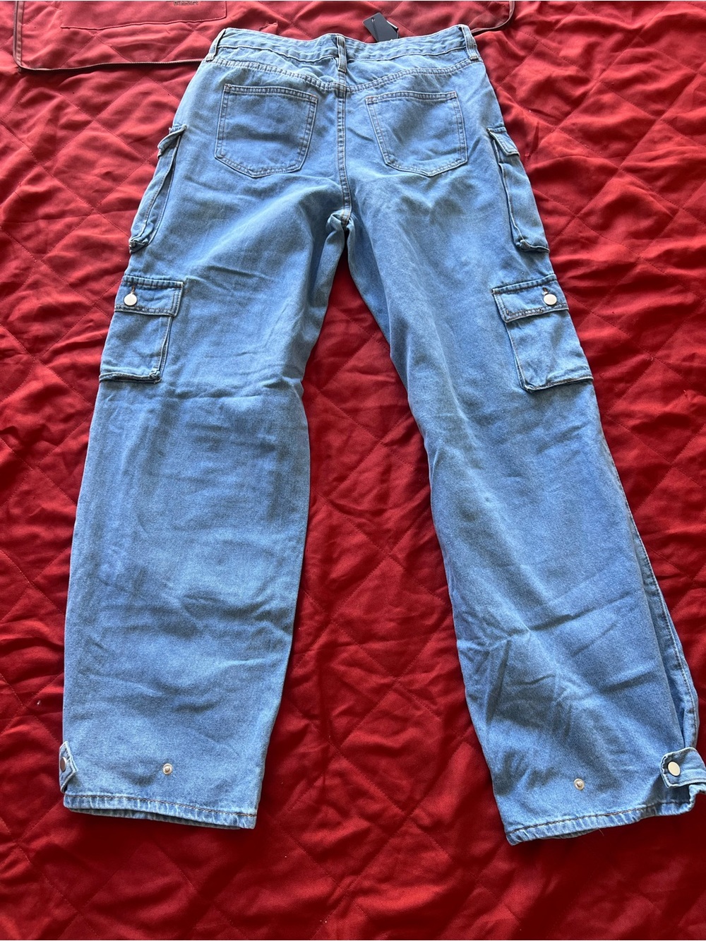 Fashion Nova Light Blue Cargo Jeans – Utility Pocket Workwear Size 9 - Picture 6 of 6